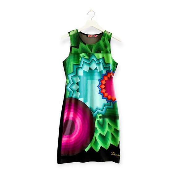 Desigual Multi-color Graphic Print Bodycon Dress, Size M - Picture 1 of 15